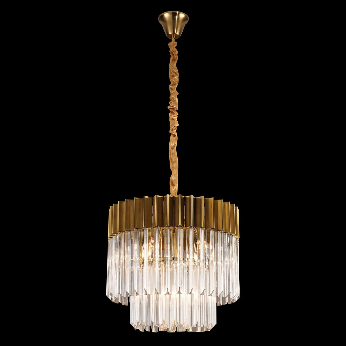 Kentisbeare 450mm Pendant Chandelier in Brass & Clear Glass