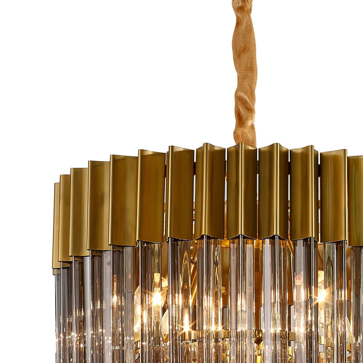 Kentisbeare 450mm Pendant Chandelier in Brass & Smoked Glass