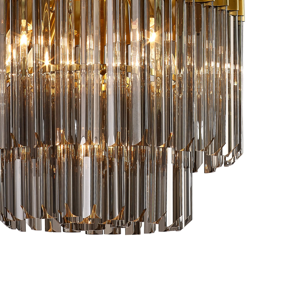 Kentisbeare 450mm Pendant Chandelier in Brass & Smoked Glass