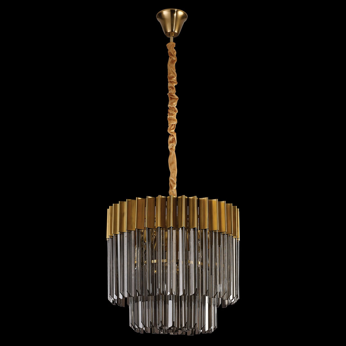 Kentisbeare 450mm Pendant Chandelier in Brass & Smoked Glass