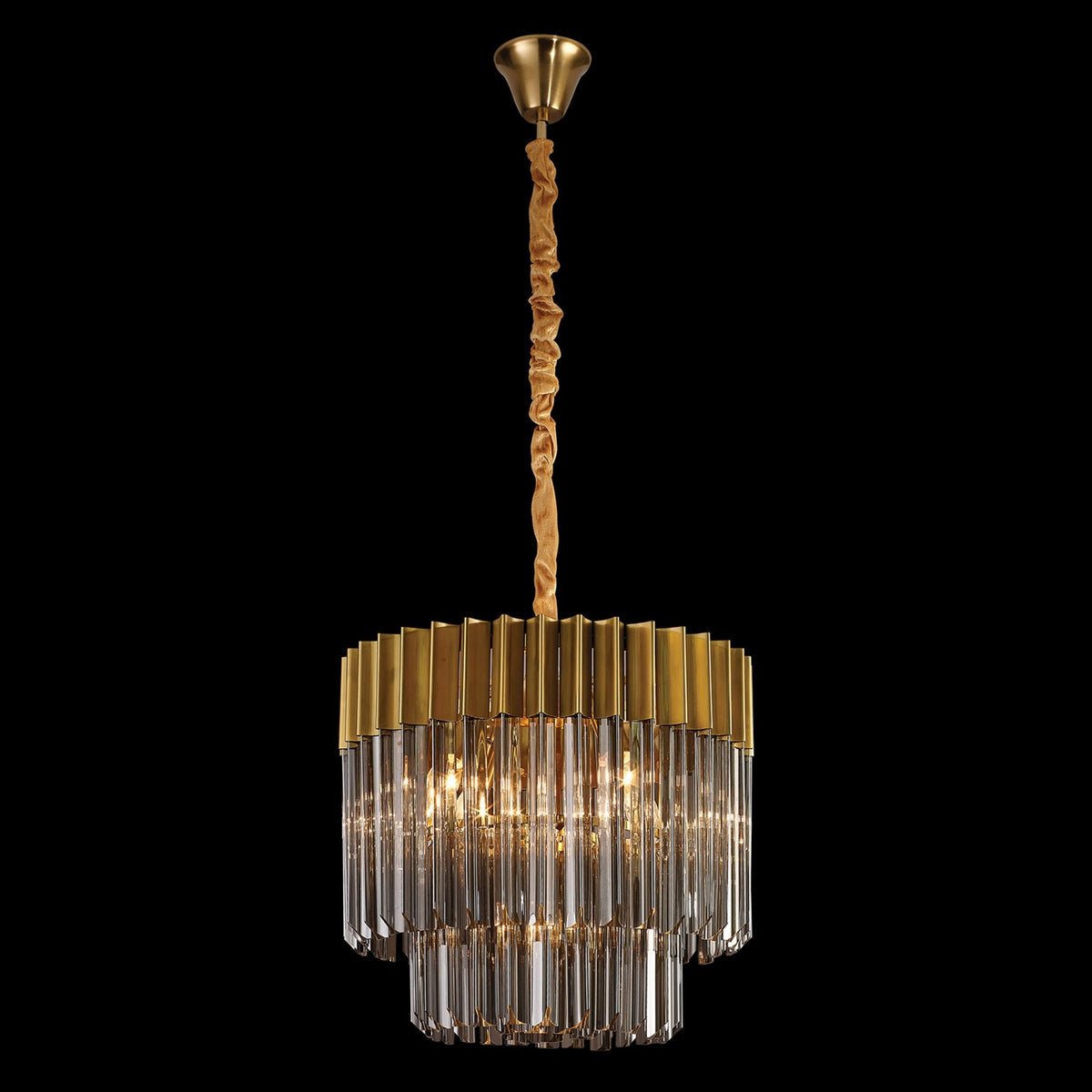 Kentisbeare 450mm Pendant Chandelier in Brass & Smoked Glass