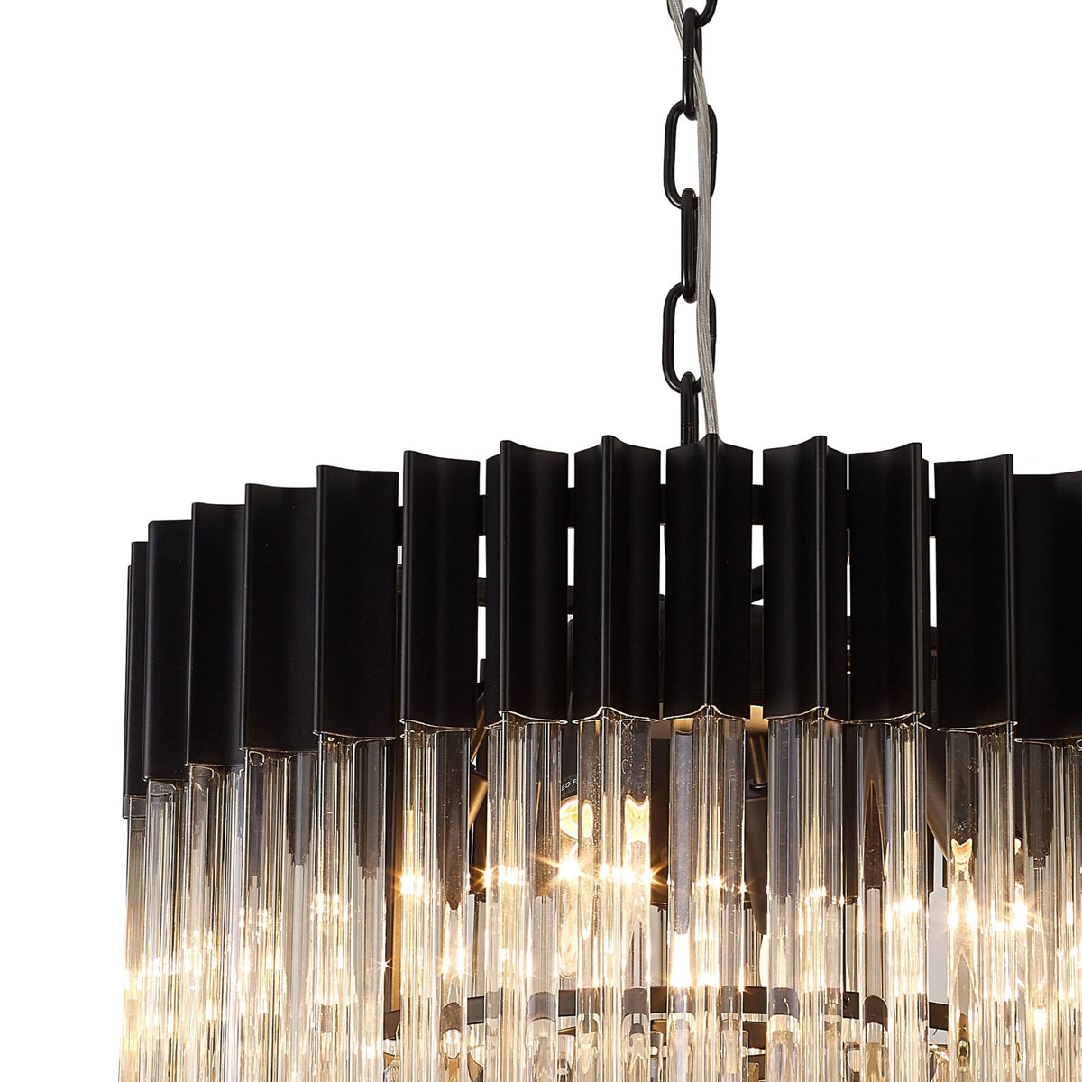 Kentisbeare 450mm Pendant Chandelier in Matt Black & Cognac Glass