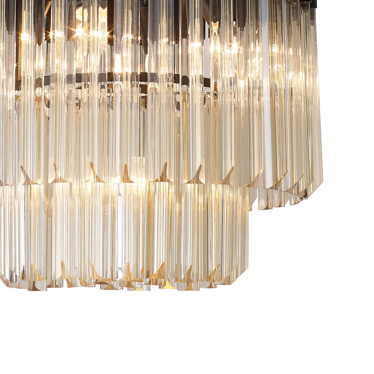 Kentisbeare 450mm Pendant Chandelier in Matt Black & Cognac Glass