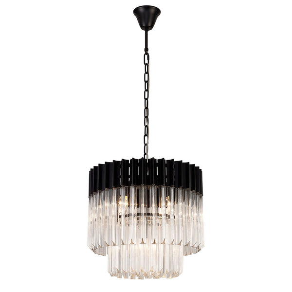 Kentisbeare 450mm Pendant Chandelier in Matt Black & Clear Glass