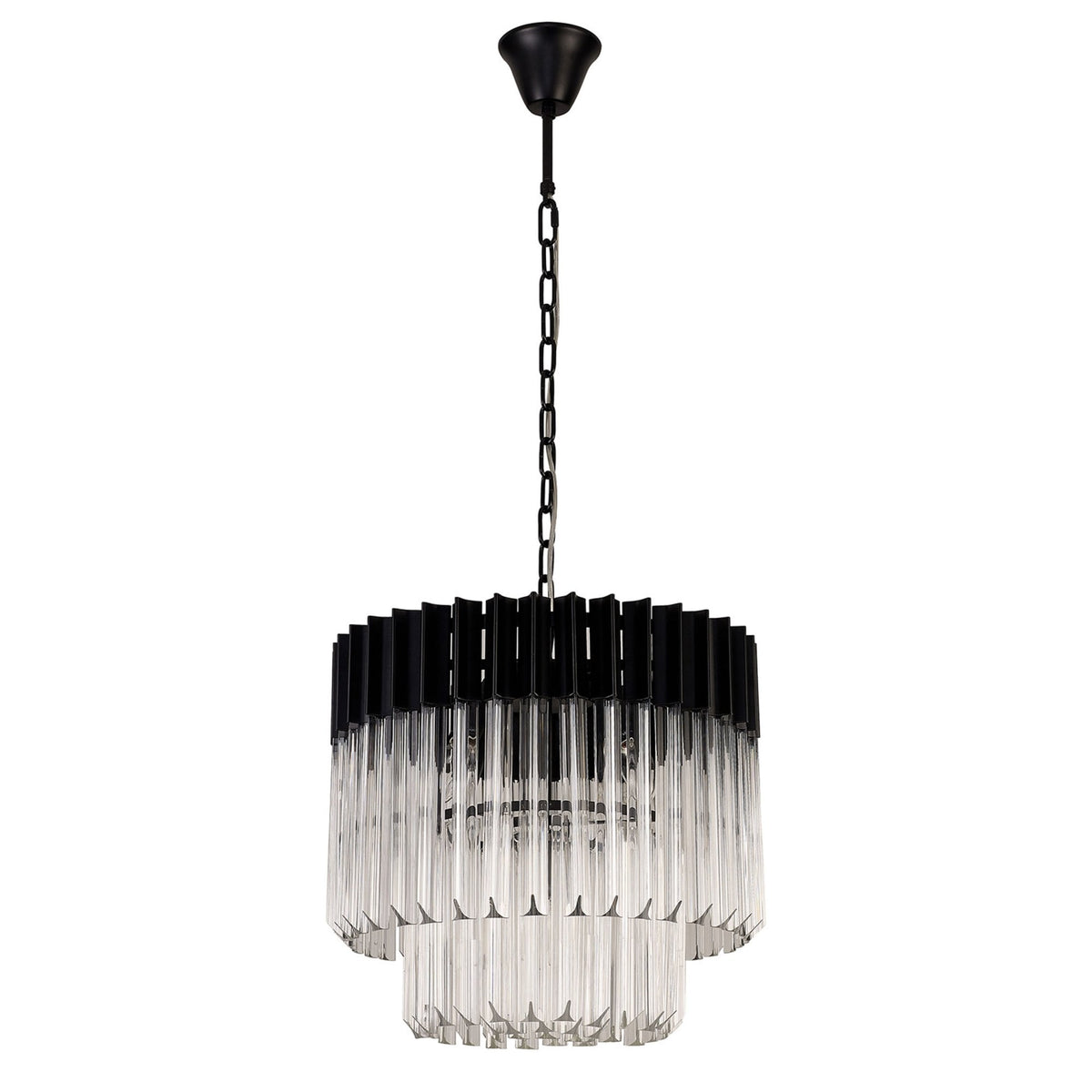 Kentisbeare 450mm Pendant Chandelier in Matt Black & Clear Glass