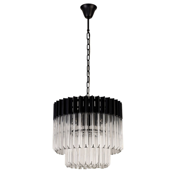 Kentisbeare 450mm Pendant Chandelier in Matt Black & Clear Glass