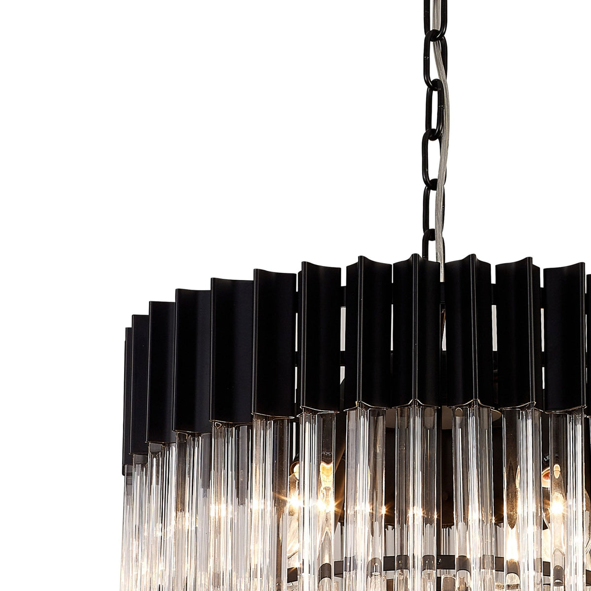 Kentisbeare 450mm Pendant Chandelier in Matt Black & Clear Glass