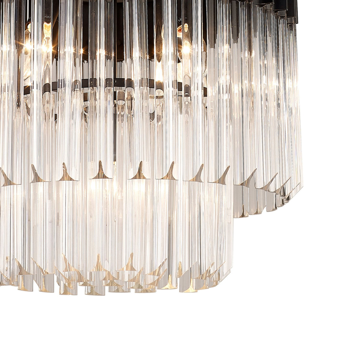 Kentisbeare 450mm Pendant Chandelier in Matt Black & Clear Glass