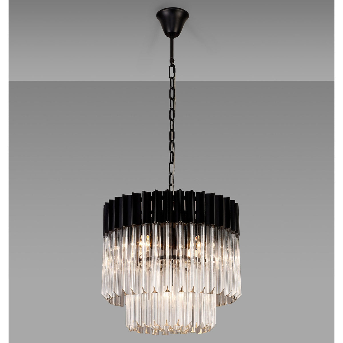 Kentisbeare 450mm Pendant Chandelier in Matt Black & Clear Glass