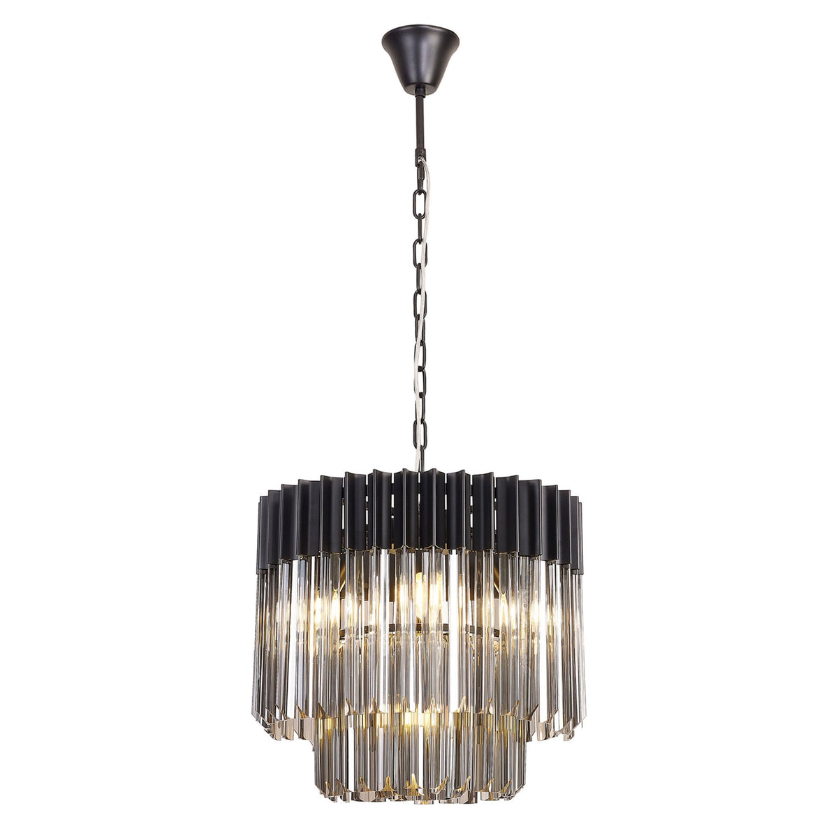 Kentisbeare 450mm Pendant Chandelier in Matt Black & Smoked Glass