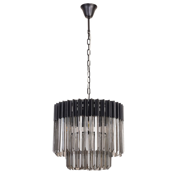 Kentisbeare 450mm Pendant Chandelier in Matt Black & Smoked Glass