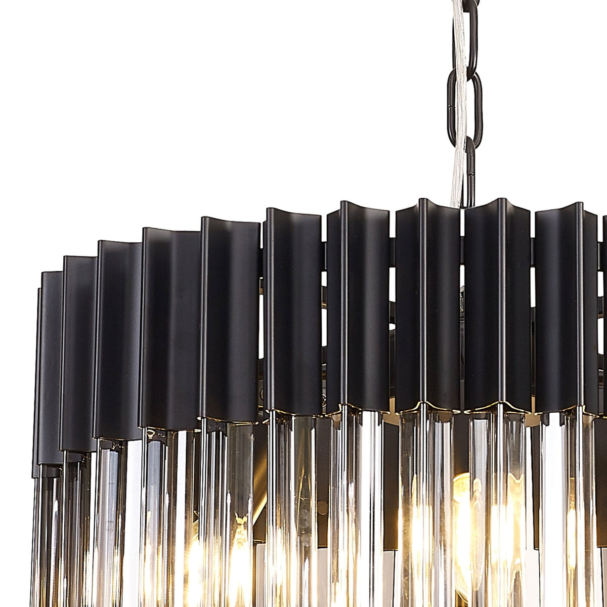 Kentisbeare 450mm Pendant Chandelier in Matt Black & Smoked Glass
