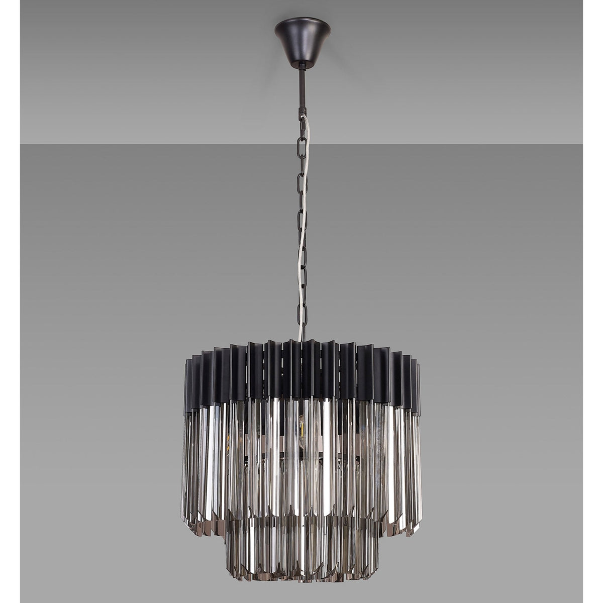 Kentisbeare 450mm Pendant Chandelier in Matt Black & Smoked Glass