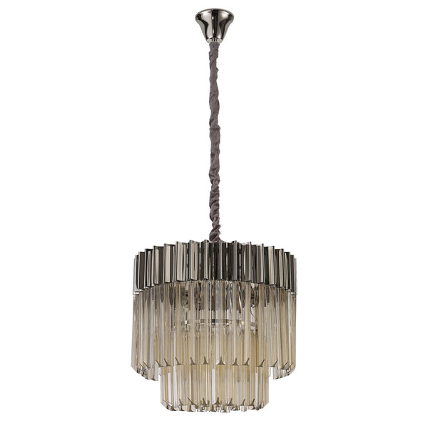 Kentisbeare 450mm Pendant Chandelier in Polished Nickel & Cognac Glass