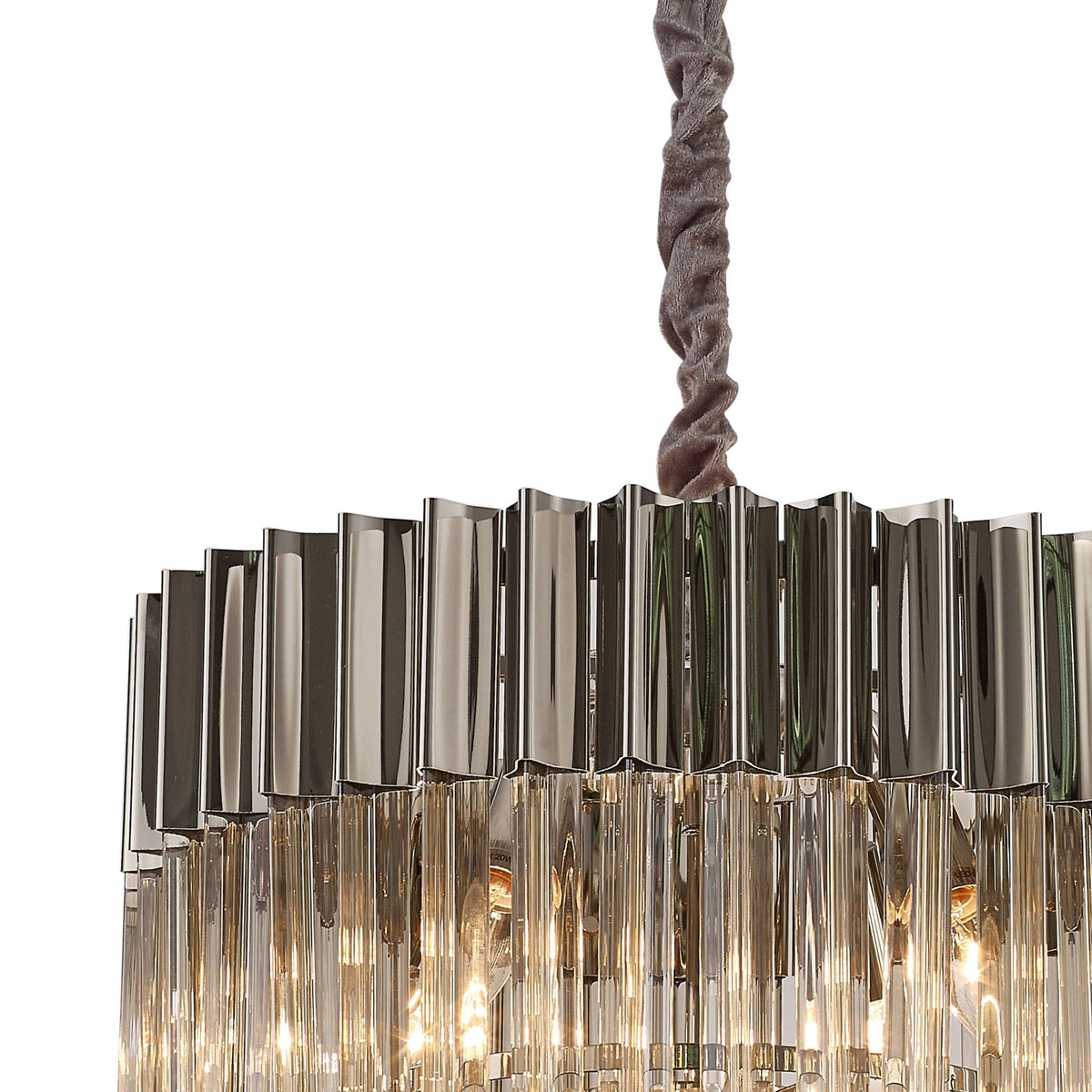 Kentisbeare 450mm Pendant Chandelier in Polished Nickel & Cognac Glass