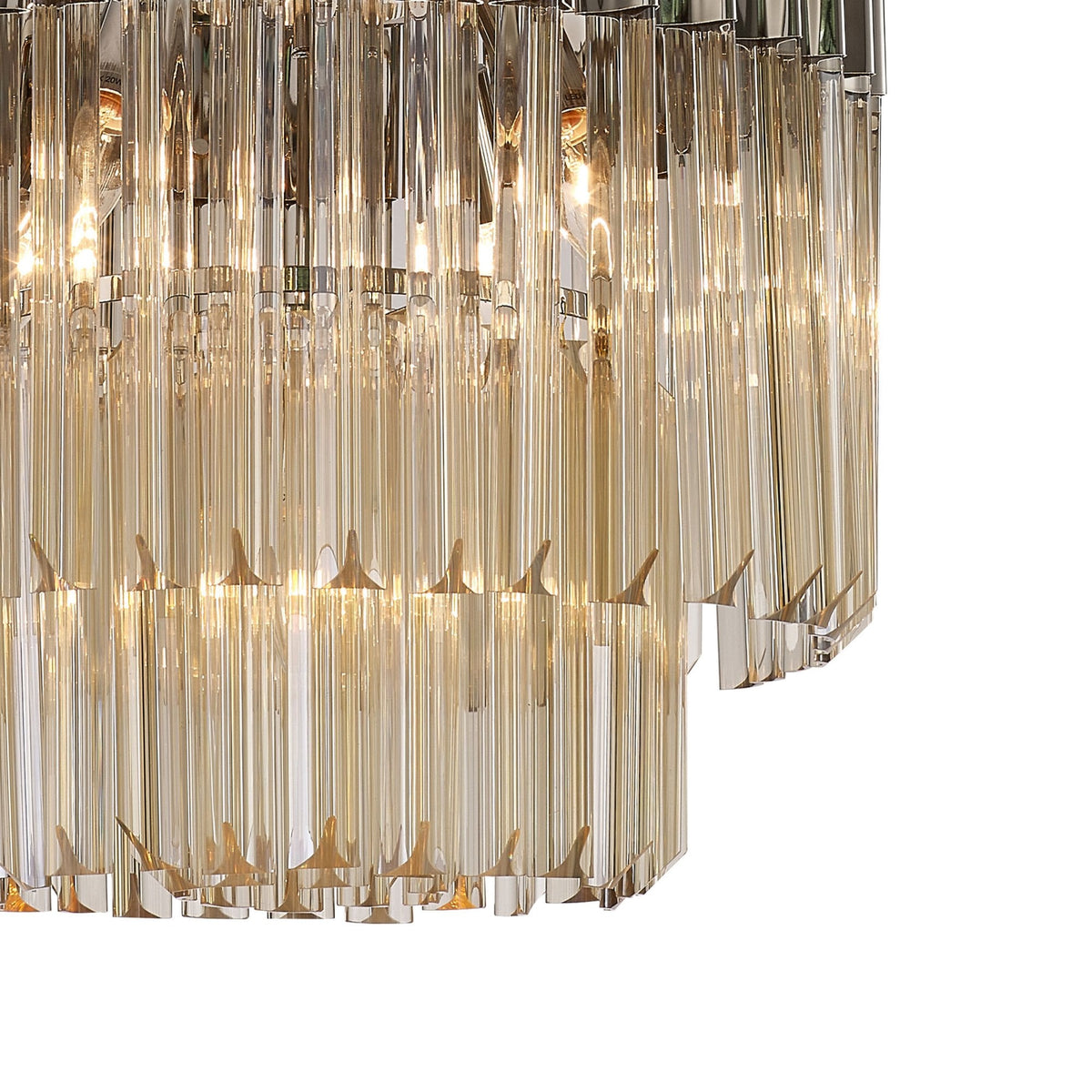 Kentisbeare 450mm Pendant Chandelier in Polished Nickel & Cognac Glass