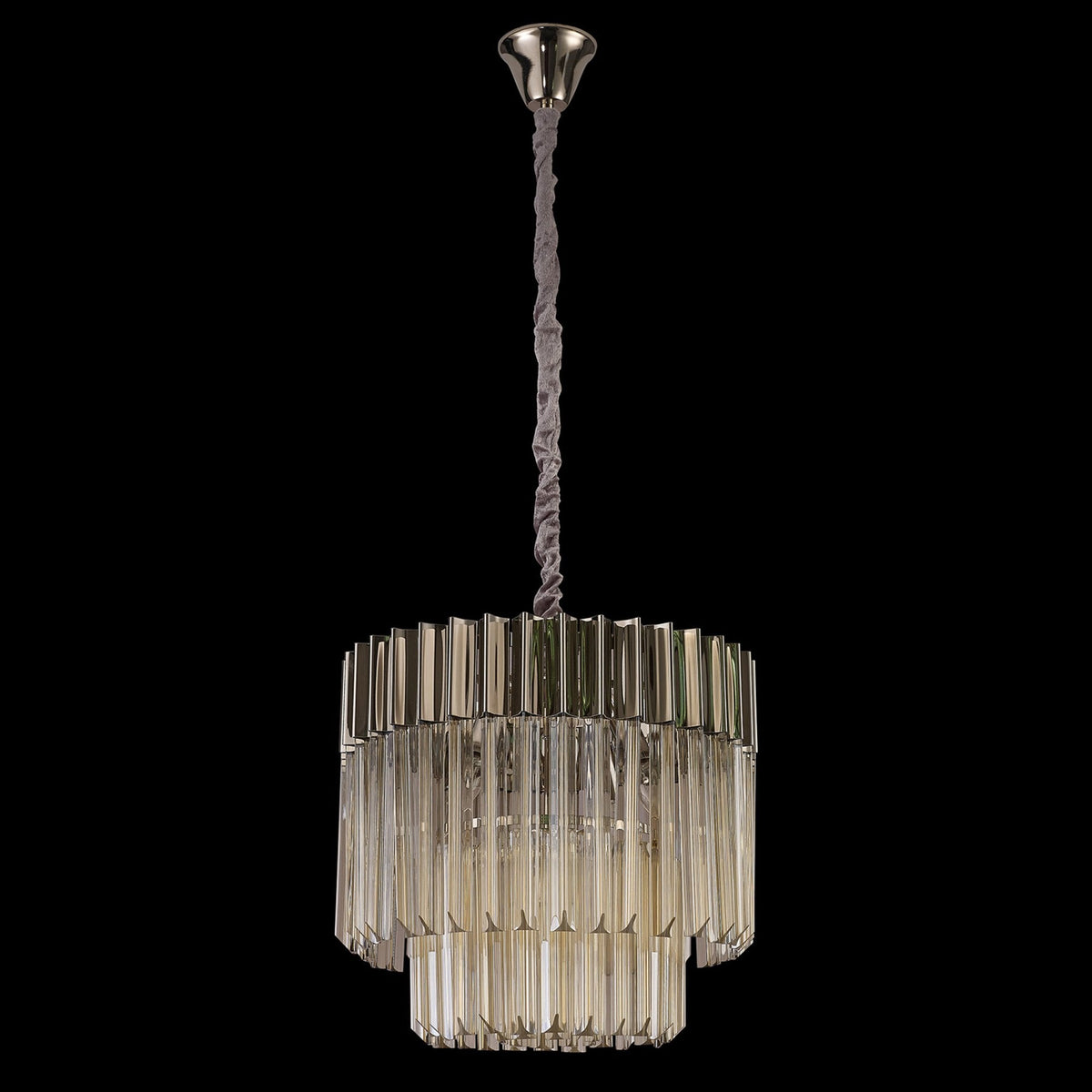 Kentisbeare 450mm Pendant Chandelier in Polished Nickel & Cognac Glass