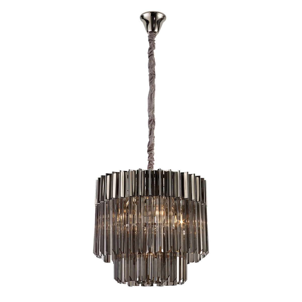 Kentisbeare 450mm Pendant Chandelier in Polished Nickel & Smoked Glass