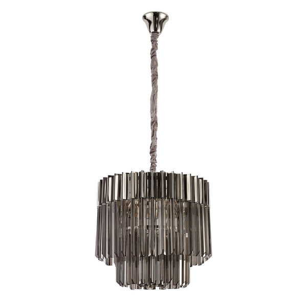 Kentisbeare 450mm Pendant Chandelier in Polished Nickel & Smoked Glass