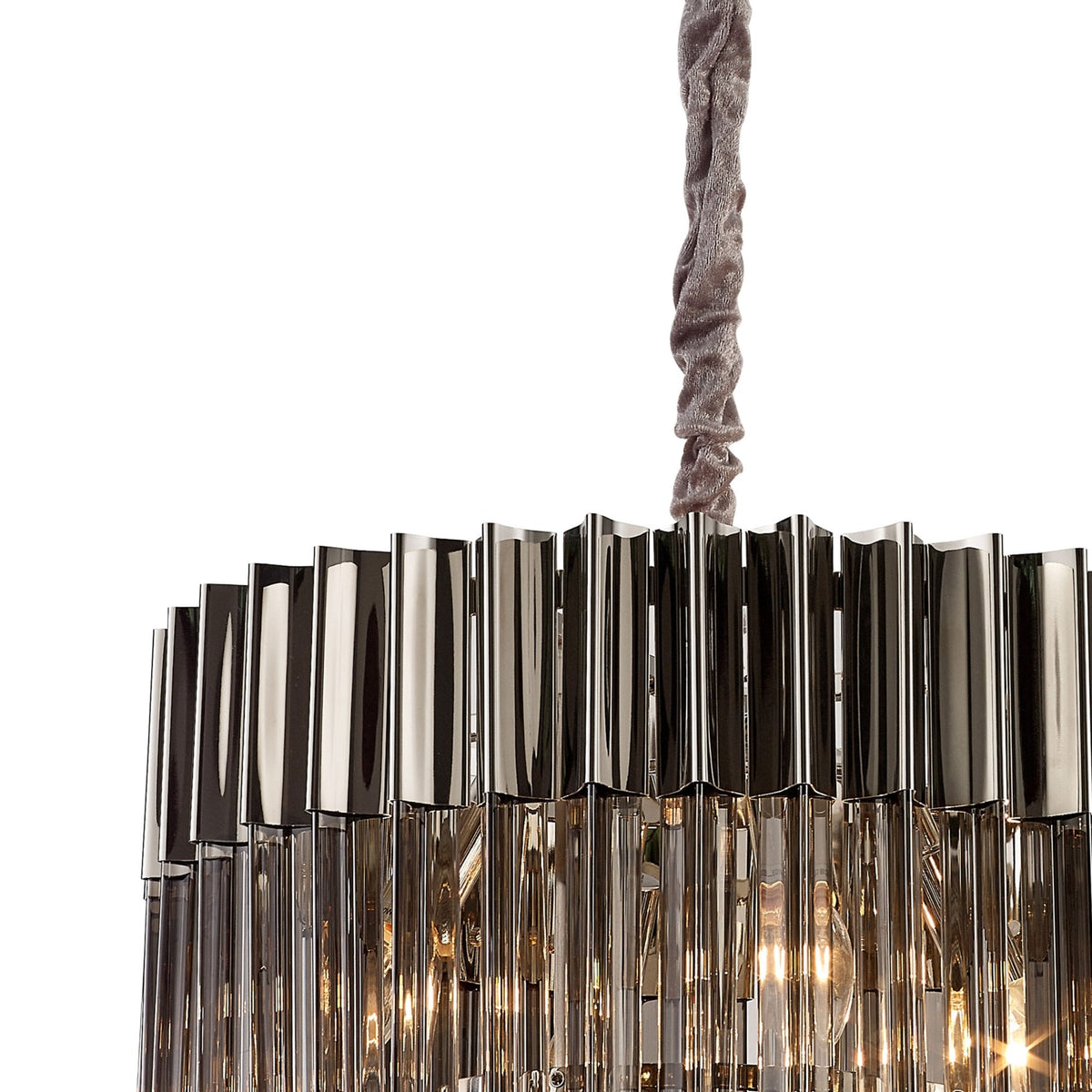 Kentisbeare 450mm Pendant Chandelier in Polished Nickel & Smoked Glass