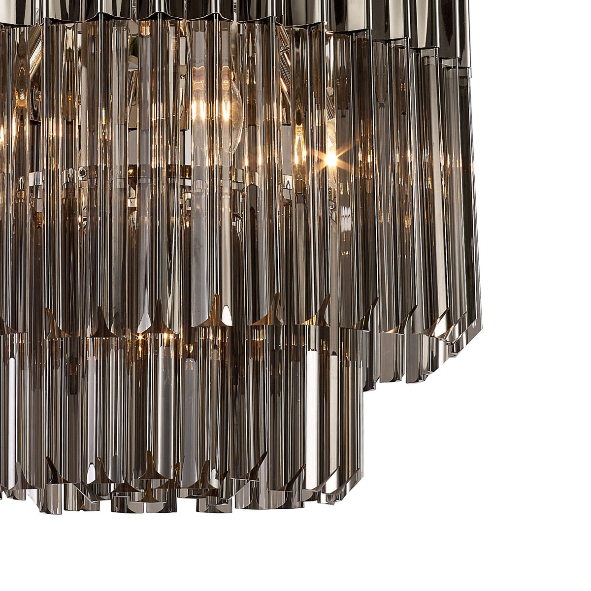 Kentisbeare 450mm Pendant Chandelier in Polished Nickel & Smoked Glass