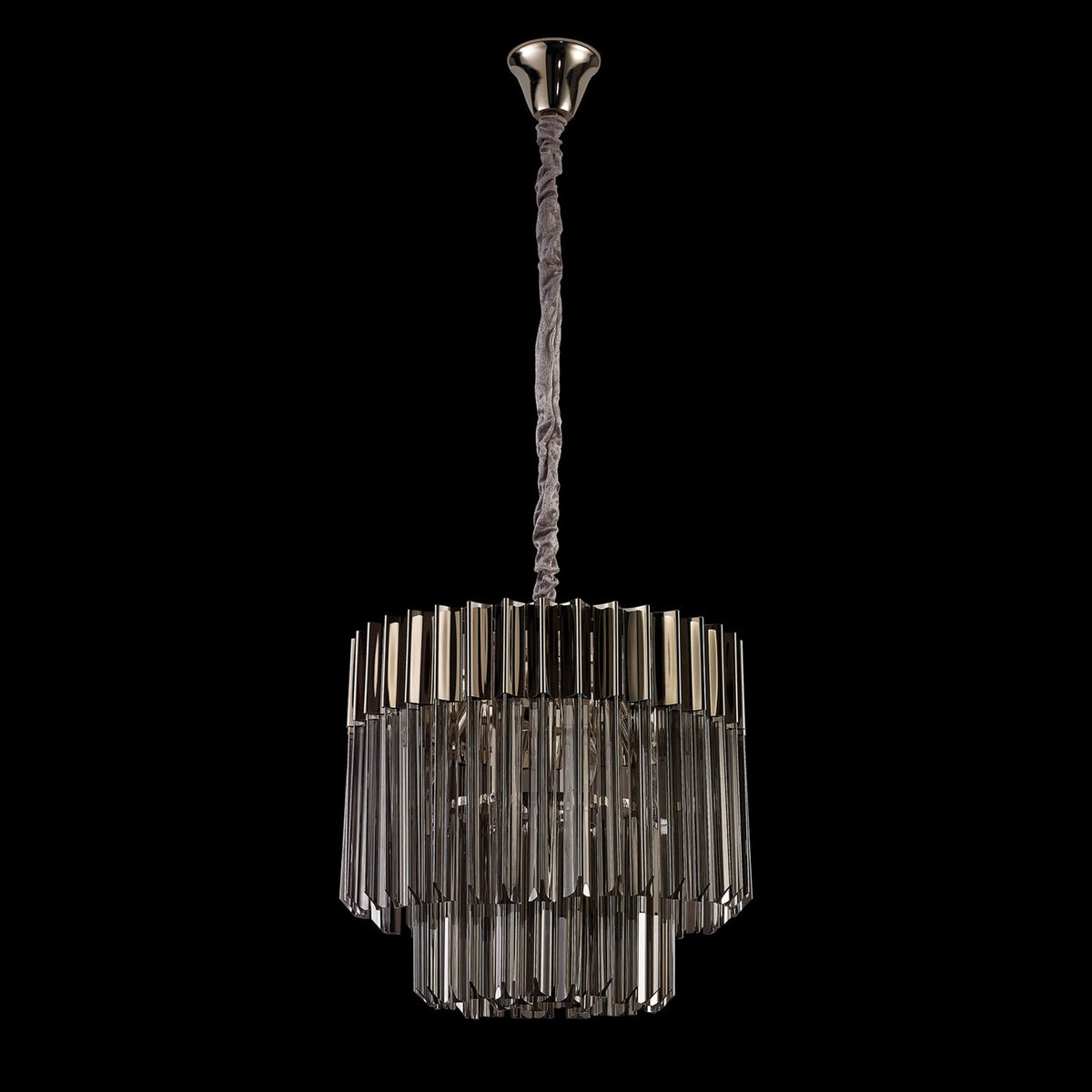Kentisbeare 450mm Pendant Chandelier in Polished Nickel & Smoked Glass