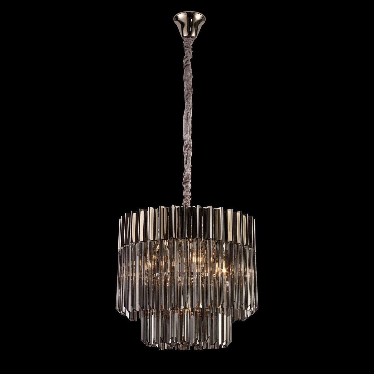 Kentisbeare 450mm Pendant Chandelier in Polished Nickel & Smoked Glass