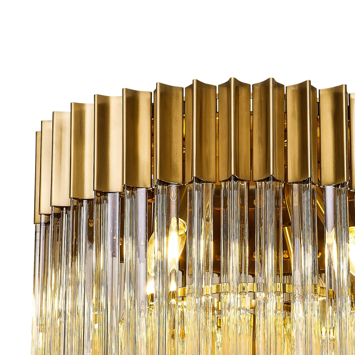 Kentisbeare 450mm Round Flush Ceiling Chandelier in Brass & Cognac Glass