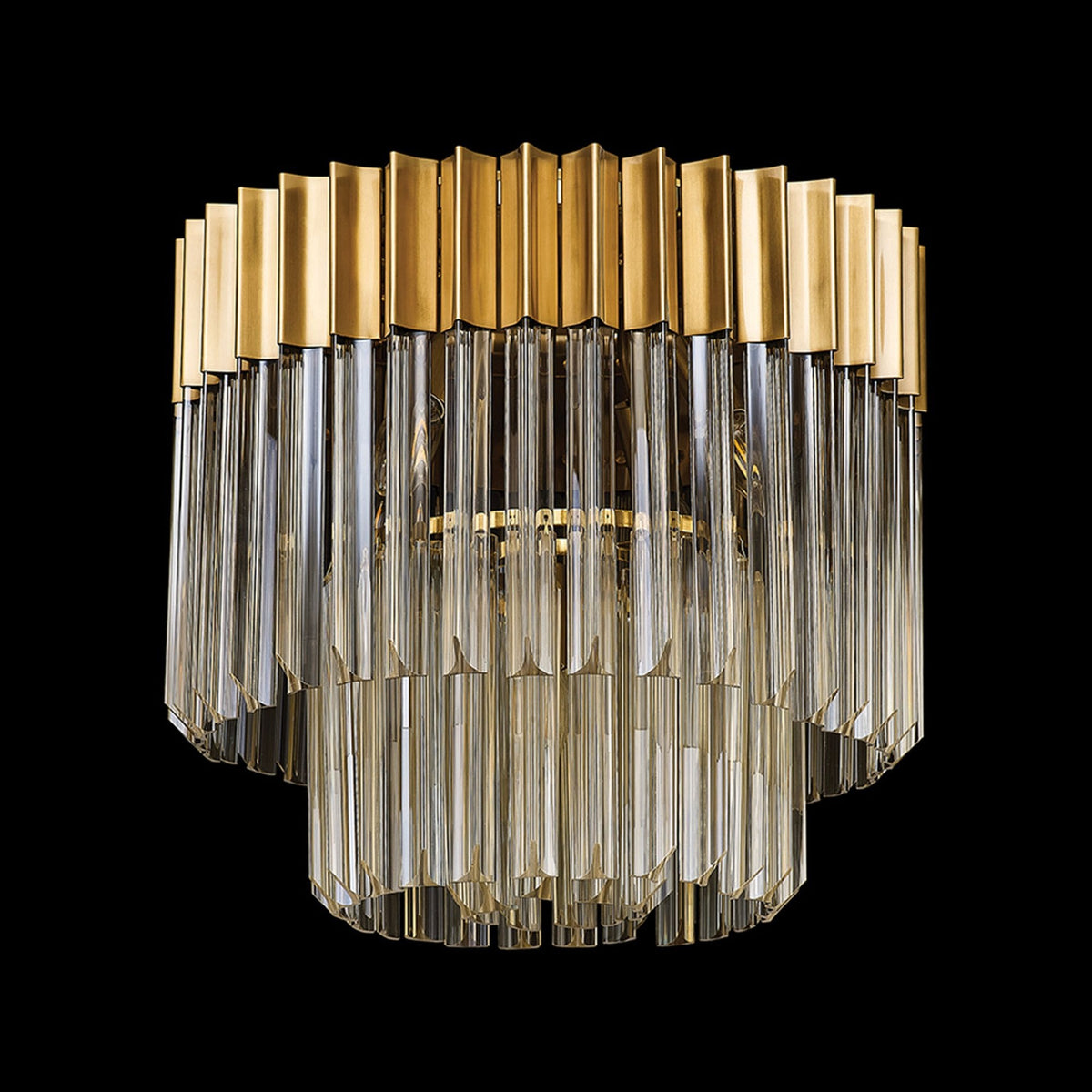 Kentisbeare 450mm Round Flush Ceiling Chandelier in Brass & Cognac Glass