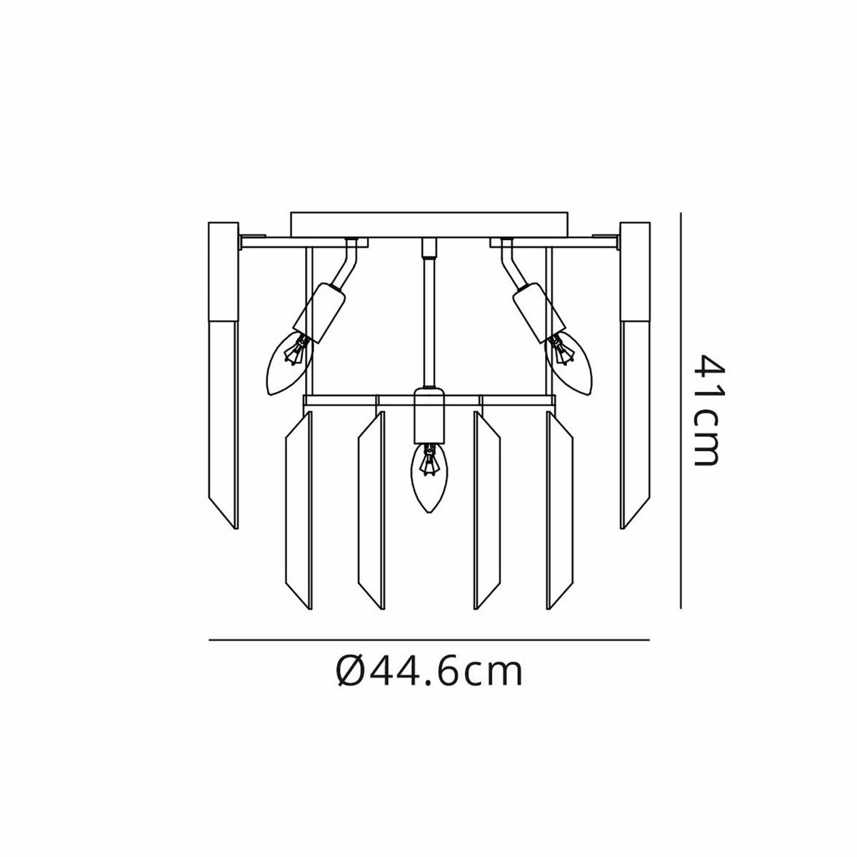 Kentisbeare 450mm Round Flush Ceiling Chandelier in Brass & Clear Glass