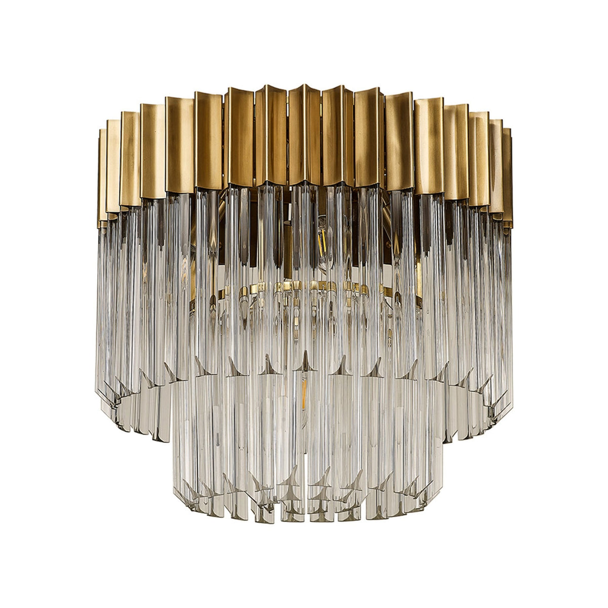Kentisbeare 450mm Round Flush Ceiling Chandelier in Brass & Clear Glass