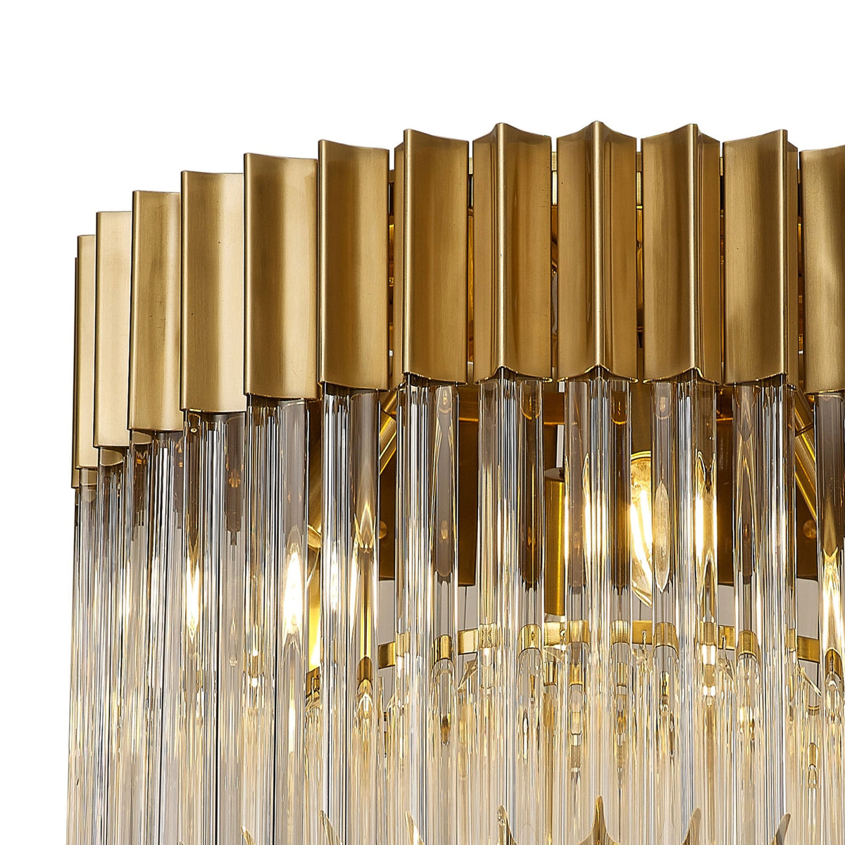 Kentisbeare 450mm Round Flush Ceiling Chandelier in Brass & Clear Glass