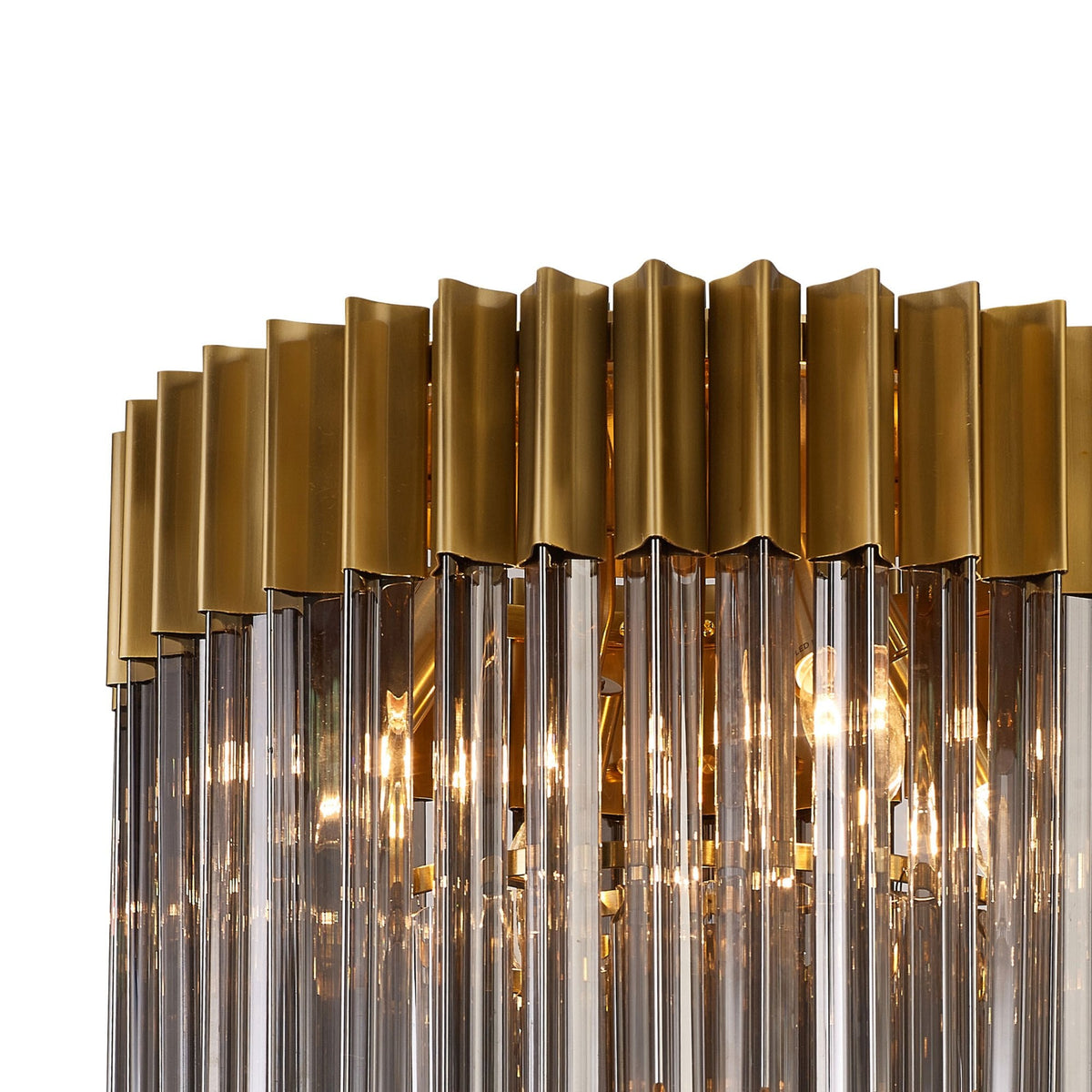 Kentisbeare 450mm Round Flush Ceiling Chandelier in Brass & Smoked Glass