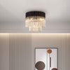 Kentisbeare 450mm Round Flush Ceiling Chandelier in Matt Black & Cognac Glass