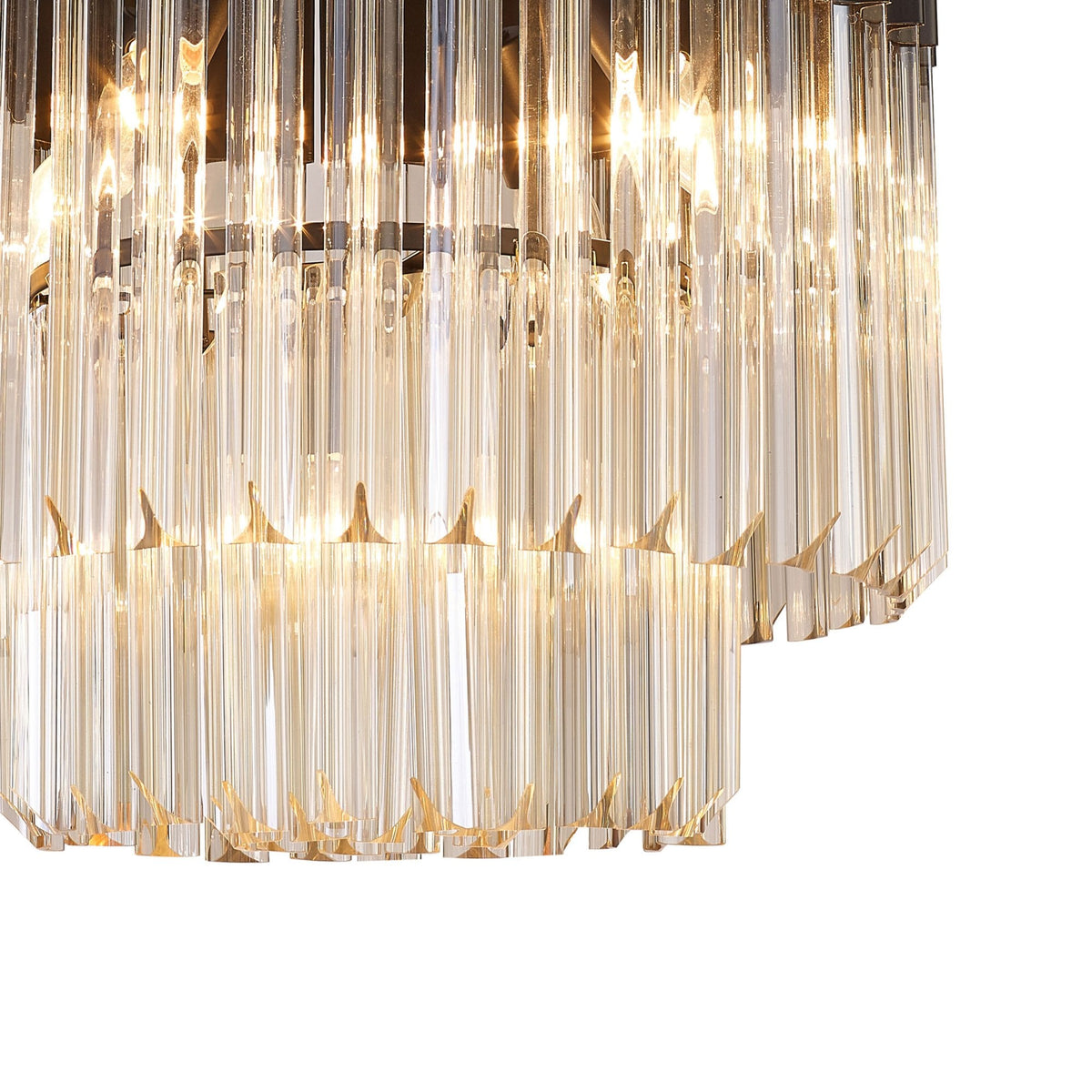 Kentisbeare 450mm Round Flush Ceiling Chandelier in Matt Black & Cognac Glass