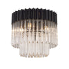 Kentisbeare 450mm Round Flush Ceiling Chandelier in Matt Black & Clear Glass