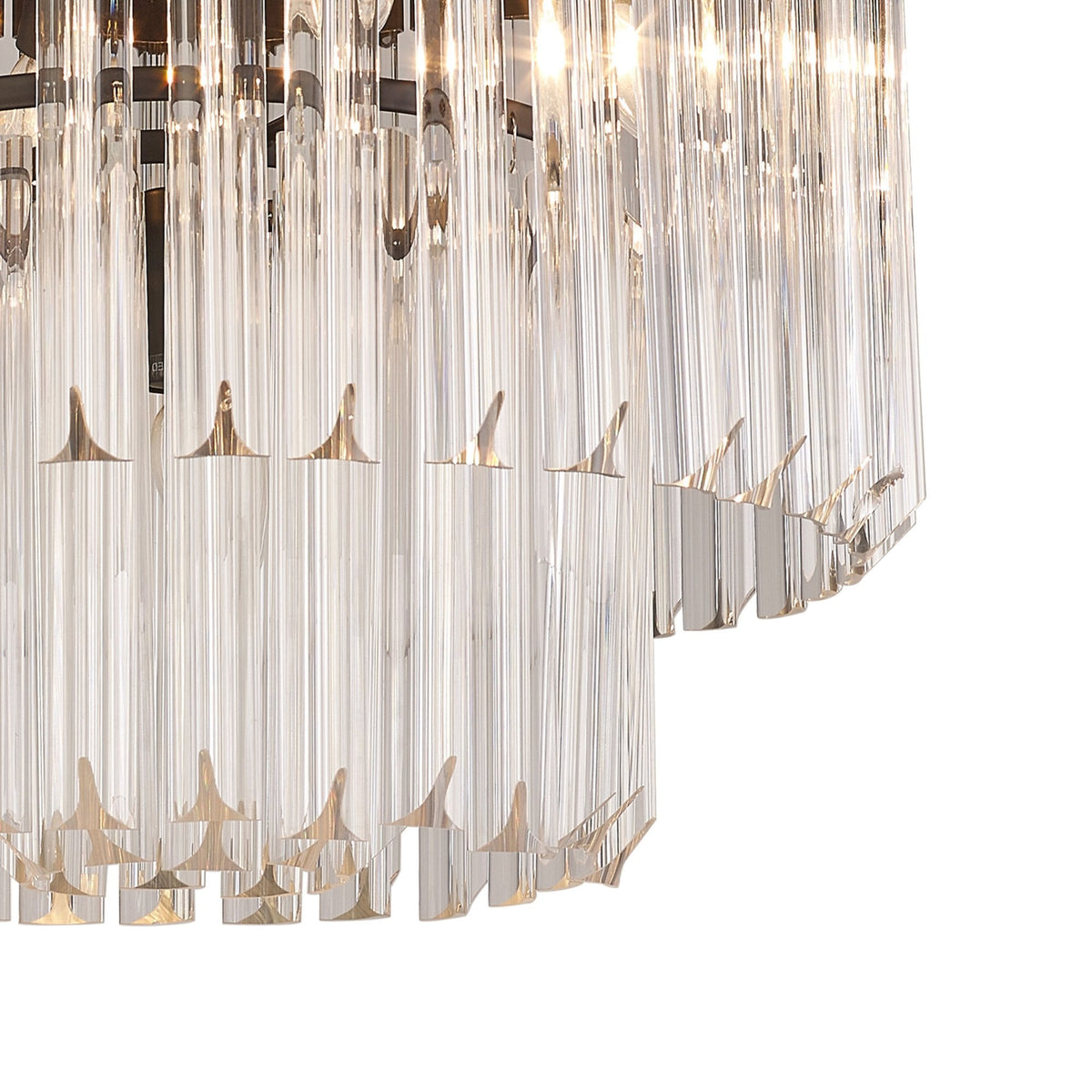 Kentisbeare 450mm Round Flush Ceiling Chandelier in Matt Black & Clear Glass