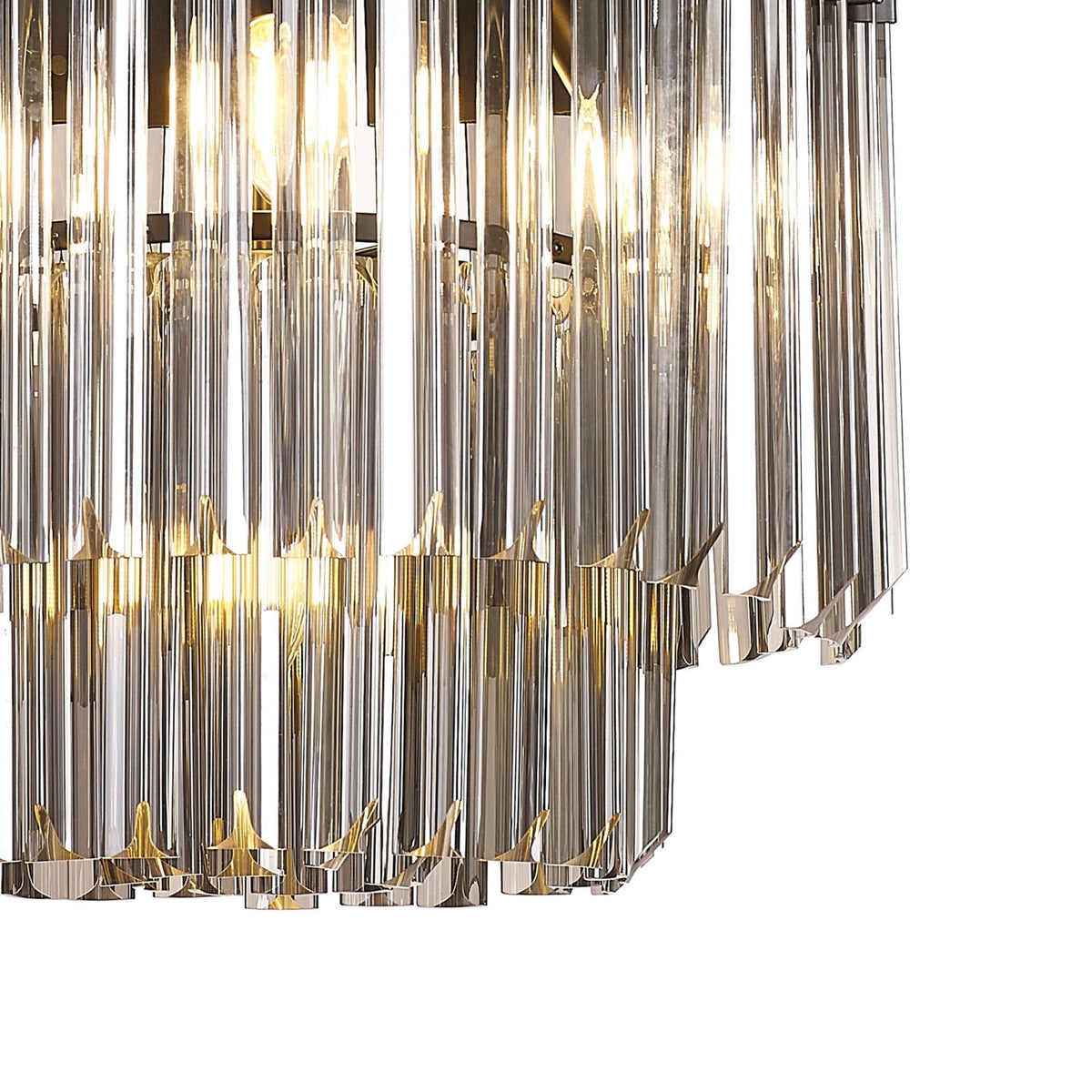 Kentisbeare 450mm Round Flush Ceiling Chandelier in Matt Black & Smoked Glass