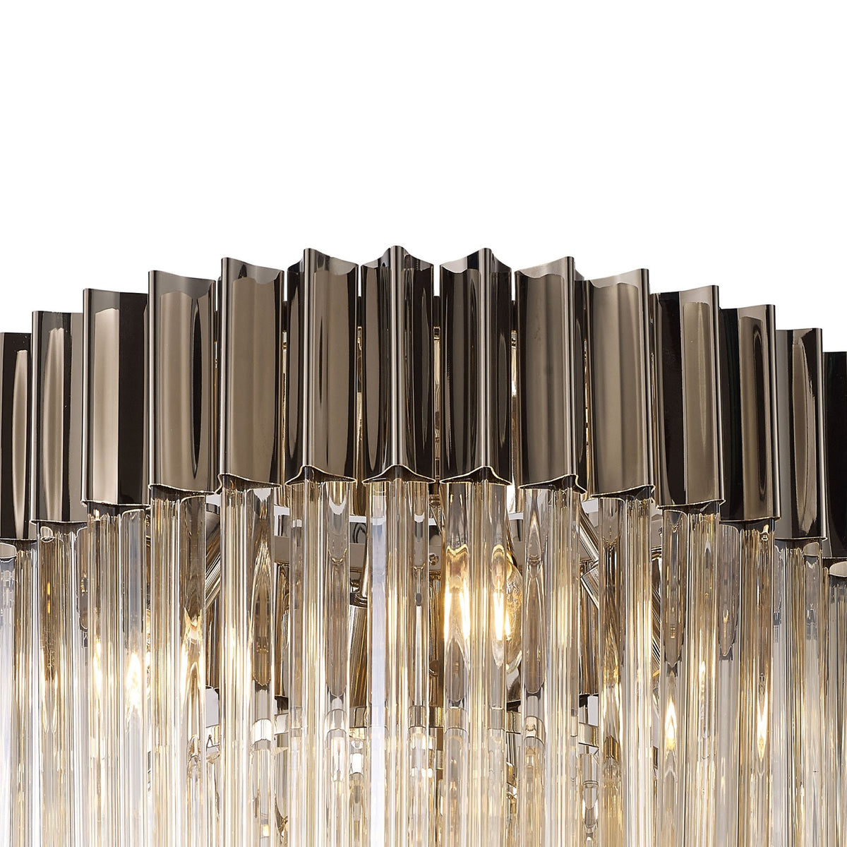 Kentisbeare 450mm Round Flush Ceiling Chandelier in Polished Nickel & Cognac Glass