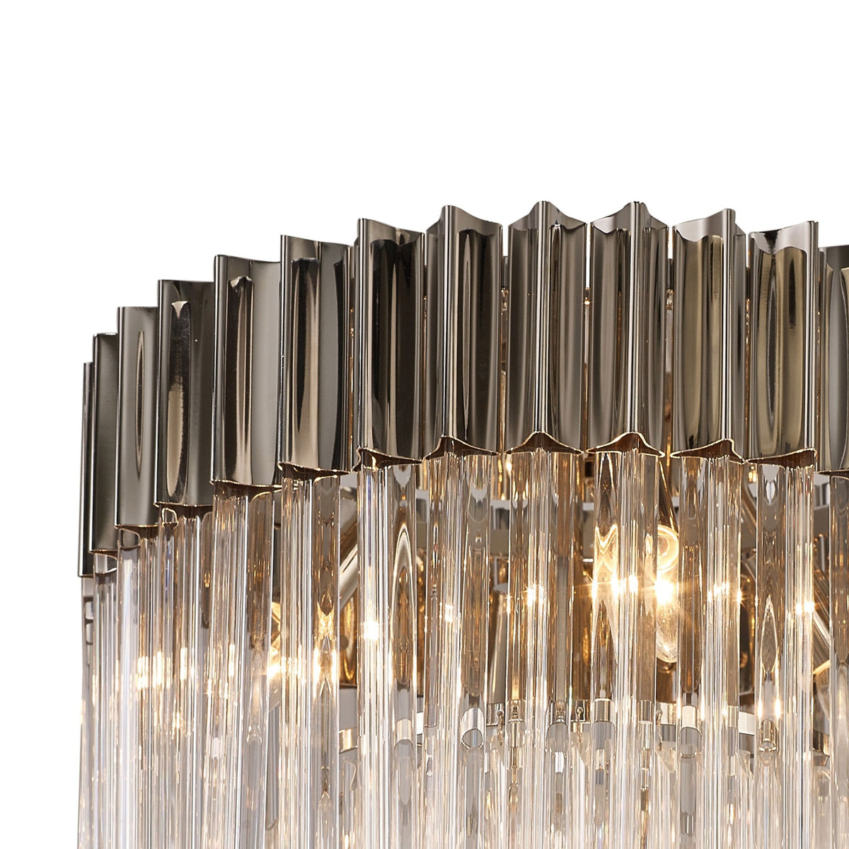 Kentisbeare 450mm Round Flush Ceiling Chandelier in Polished Nickel & Clear Glass