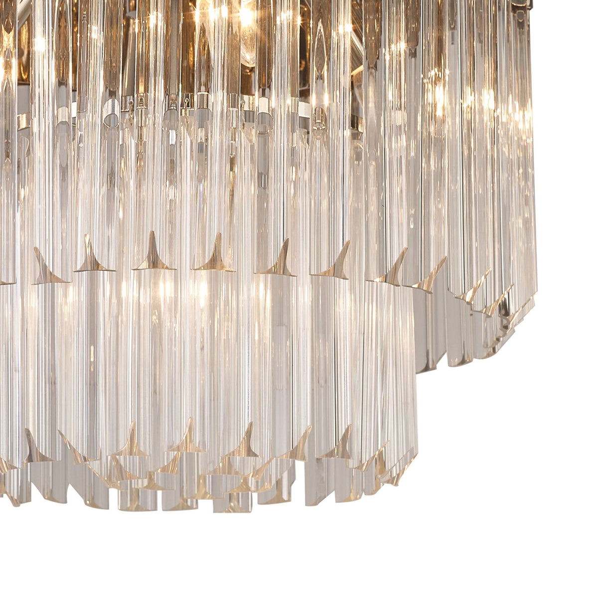 Kentisbeare 450mm Round Flush Ceiling Chandelier in Polished Nickel & Clear Glass