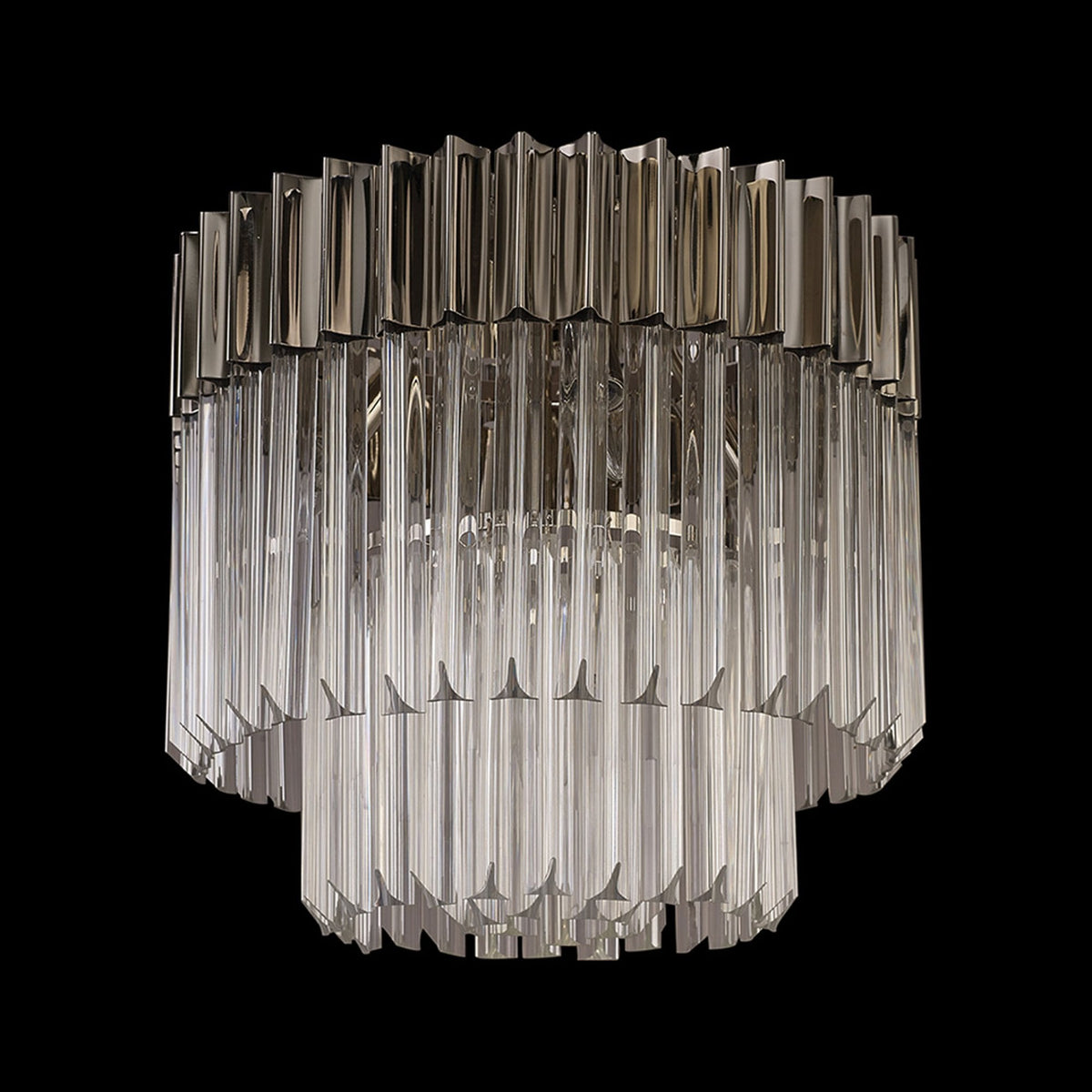 Kentisbeare 450mm Round Flush Ceiling Chandelier in Polished Nickel & Clear Glass