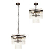 Charleton 300mm Pendant or Semi Flush Ceiling Light in Brown Oxide with Clear Glass Rods