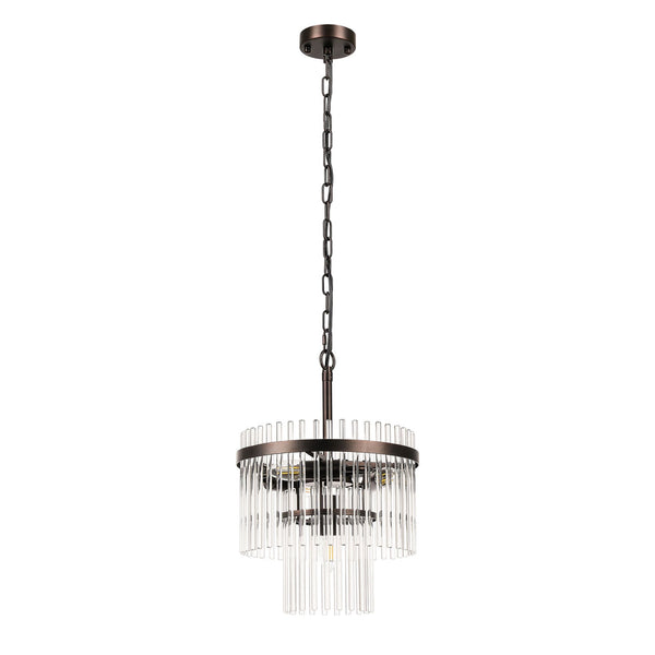 Charleton 300mm Pendant or Semi Flush Ceiling Light in Brown Oxide with Clear Glass Rods