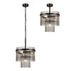 Charleton 300mm Pendant or Semi Flush Ceiling Light in Brown Oxide with Smoked Glass Rods