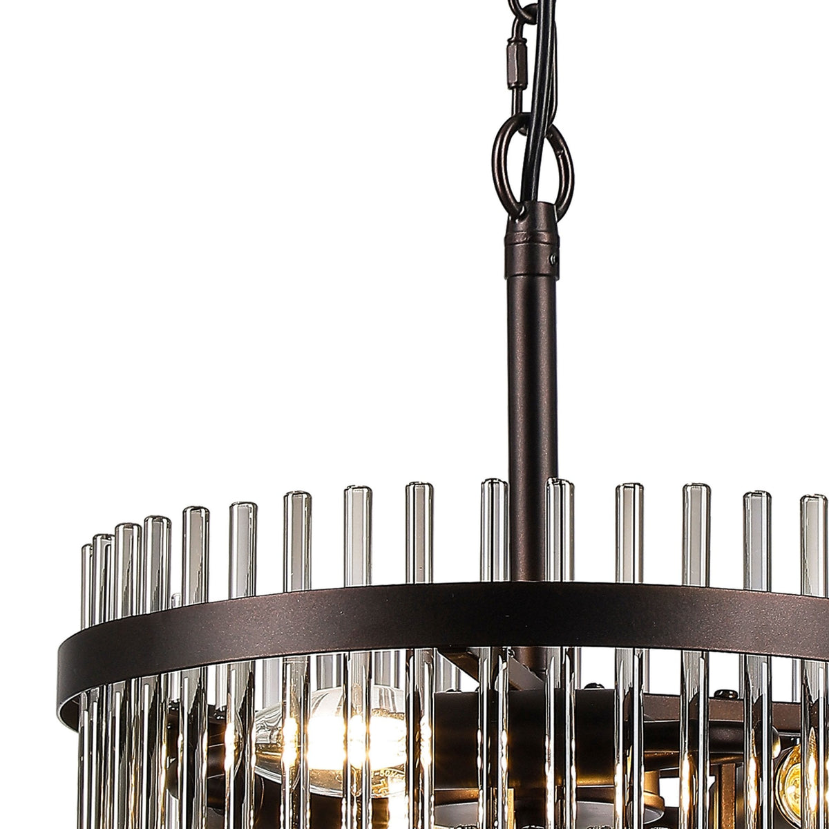 Charleton 300mm Pendant or Semi Flush Ceiling Light in Brown Oxide with Smoked Glass Rods