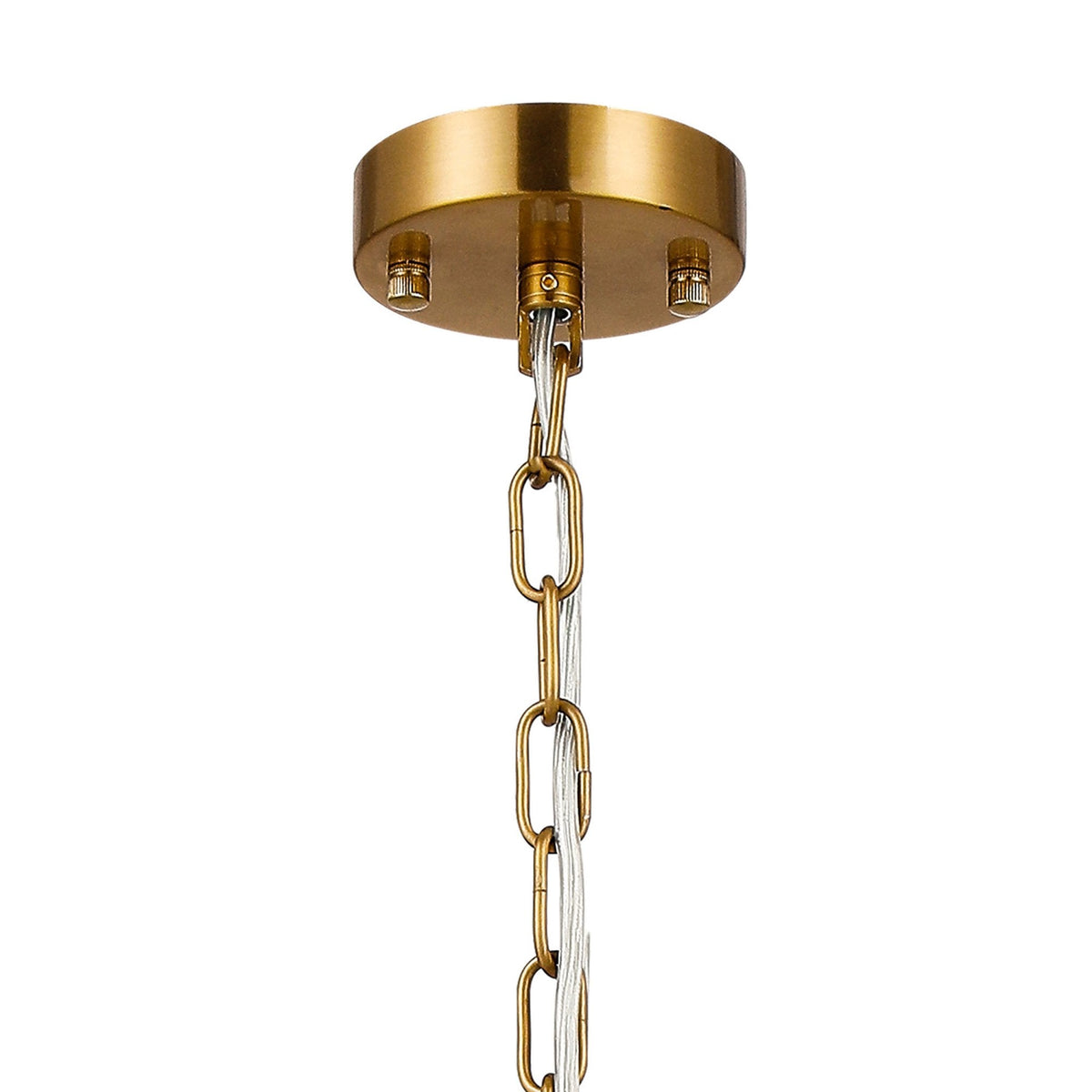 Charleton 300mm Pendant or Semi Flush Ceiling Light in Brass with Clear Glass Rods