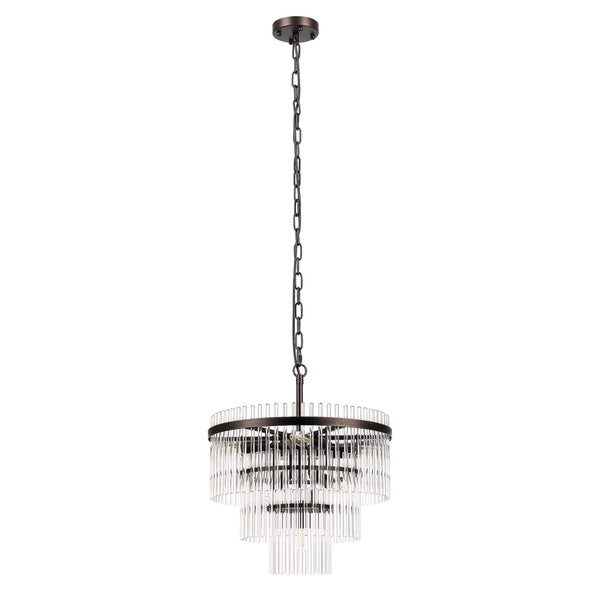 Charleton 450mm Pendant or Semi Flush Ceiling Light in Brown Oxide with Clear Glass Rods