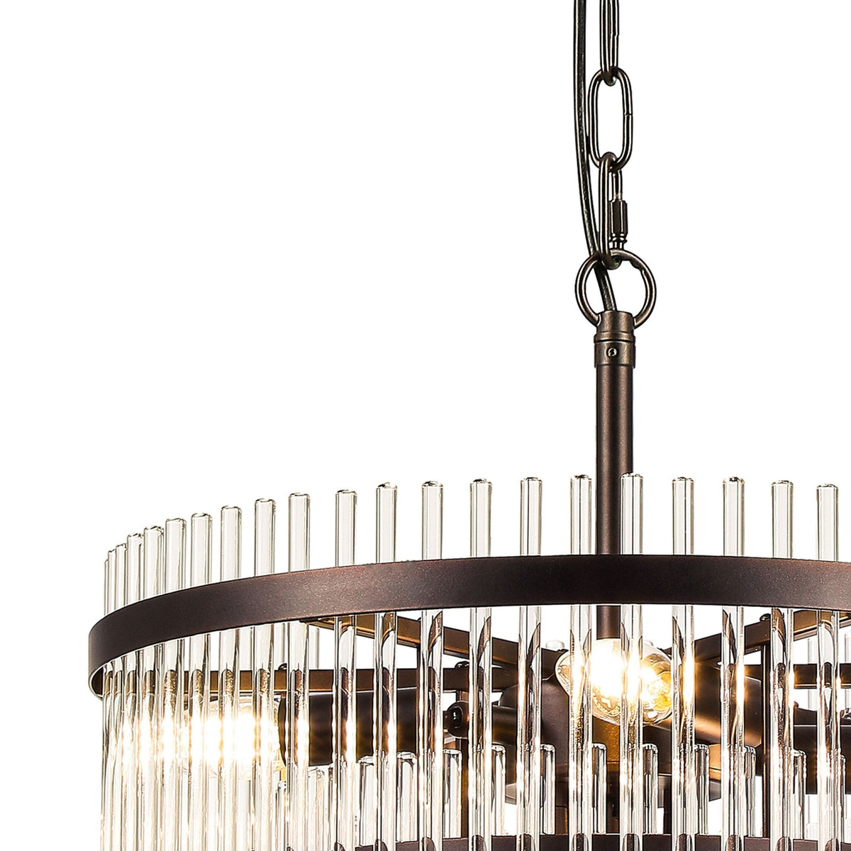 Charleton 450mm Pendant or Semi Flush Ceiling Light in Brown Oxide with Clear Glass Rods