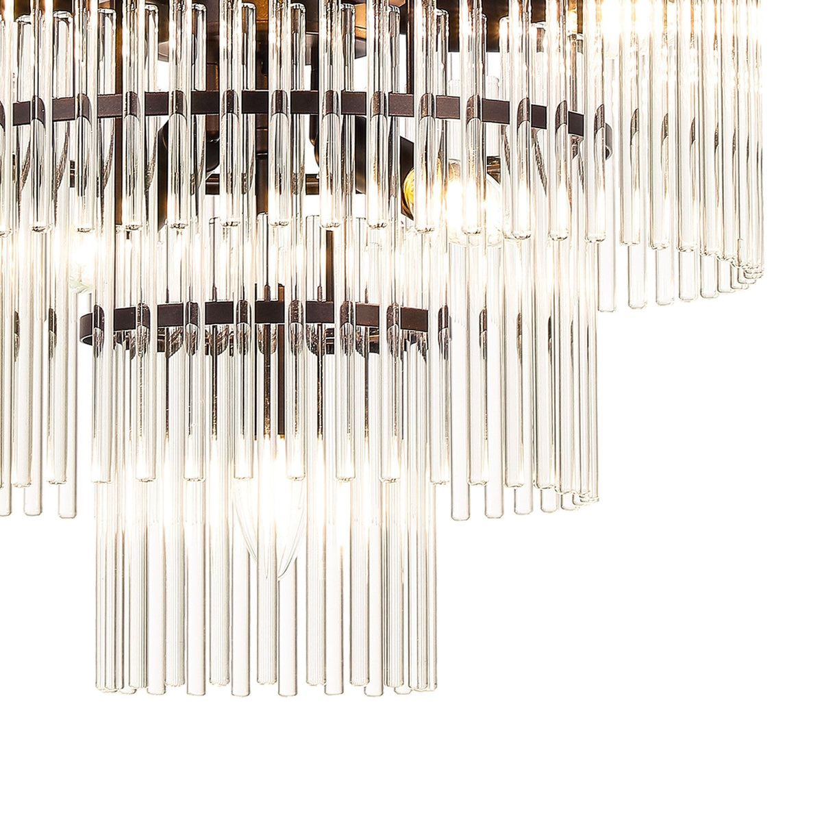 Charleton 450mm Pendant or Semi Flush Ceiling Light in Brown Oxide with Clear Glass Rods